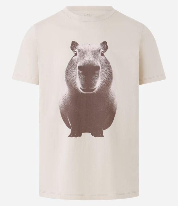 Camiseta Regular em Algodão com Estampa Capivara - 1