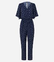 Macacão Longo em Airflow com Ajuste em Lastex na Cintura e Estampa Abstrata - 1