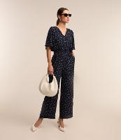 Macacão Longo em Airflow com Ajuste em Lastex na Cintura e Estampa Abstrata - 2