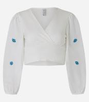 Blusa Cropped Transpassado com Bordados nas Mangas - 2