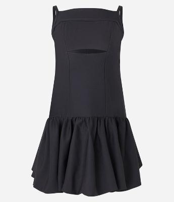 Vestido Balonê Alfaiatado com Zíper nas Costas e Saia com Volume