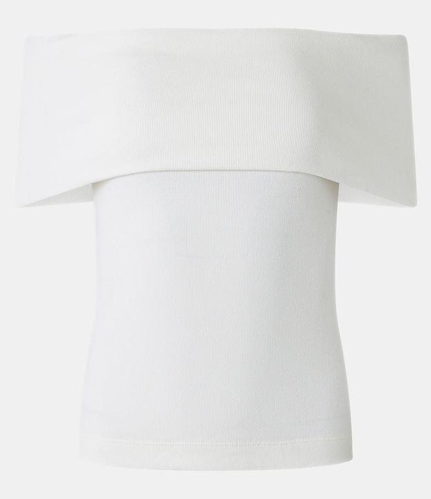 Blusa Ombro a Ombro em Ribana com Dobra no Decote - 1