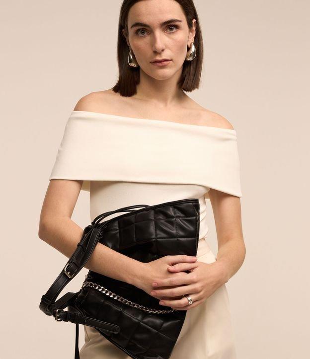 Blusa Ombro a Ombro em Ribana com Dobra no Decote - 2