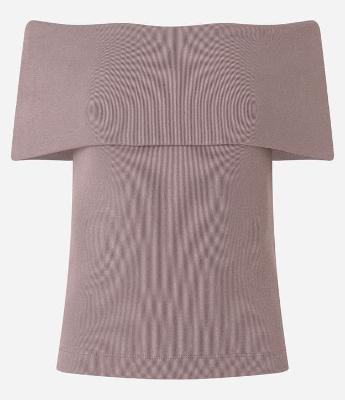 Blusa Ombro a Ombro em Ribana com Dobra no Decote