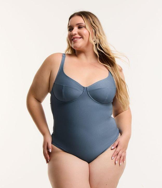 Maio Meia Taça Texturizado em Microfibra Curve & Plus Size - 2