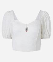Blusa Cropped Texturizado com Gota no Busto - 1