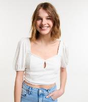 Blusa Cropped Texturizado com Gota no Busto - 2