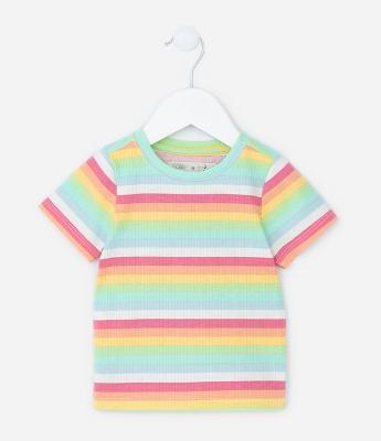 Blusa Infantil Canelada com Estampa de Listras - Tam 1 a 5 Anos