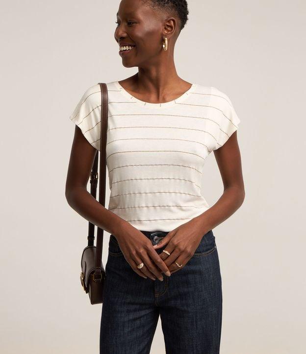 Blusa em Viscose com Estampa Listrada e Detalhe em Fio Metalizado - 1