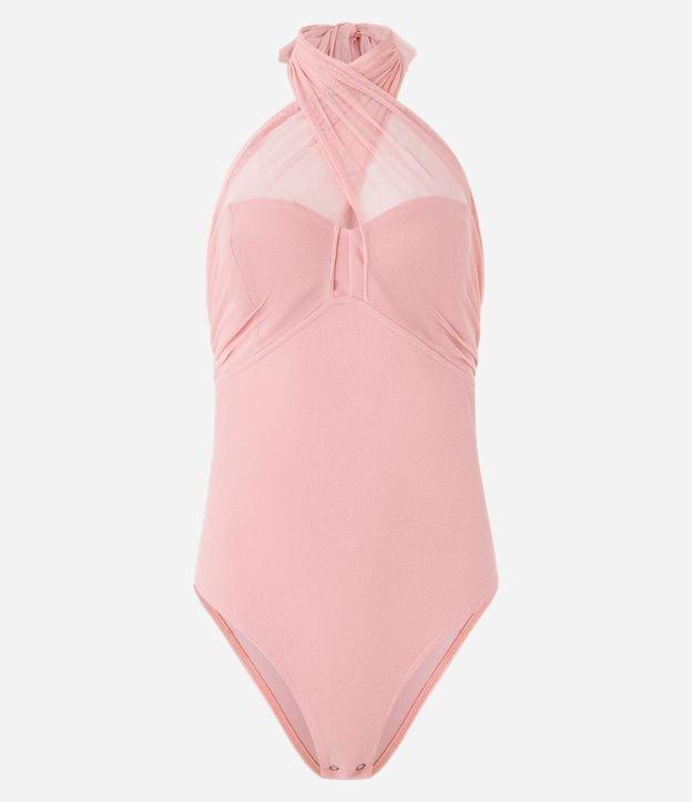 Body em Crepe com Tule e Decote Cruzado - 1
