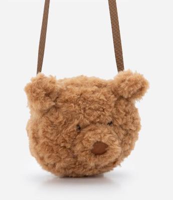 Bolsa Transversal Infantil em Formato de Urso Peludinho - Tam U