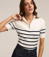 Blusa em Viscose com Golinha e Zíper Frontal - 1