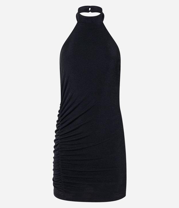 Vestido Curto com Decote Halter e Franzido Lateral - 1