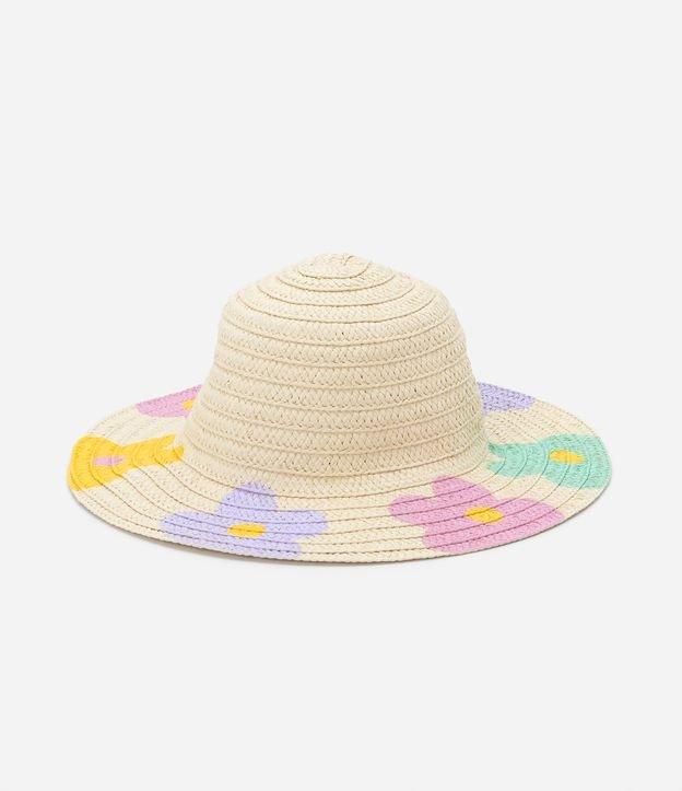 Chapéu Infantil de Palha com Flores Pintadas - Tam U - 1