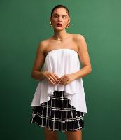 Blusa Tomara que Caia em Tricoline com Prega Frontal e Modelagem Ampla - 1