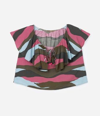 Blusa Ombro a Ombro em Viscose com Babado Curve & Plus Size