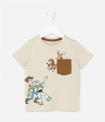 Camiseta Infantil com Bolsinho e Estampa Toy Story - Tam 1 a 5 anos