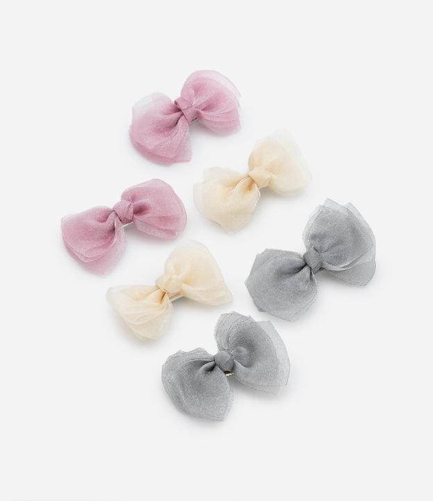 Kit 06 Presilhas de Cabelo Infantis com Lacinhos de Tule - 1