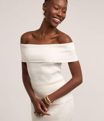 Blusa Ombro a Ombro em Tricô Canelado