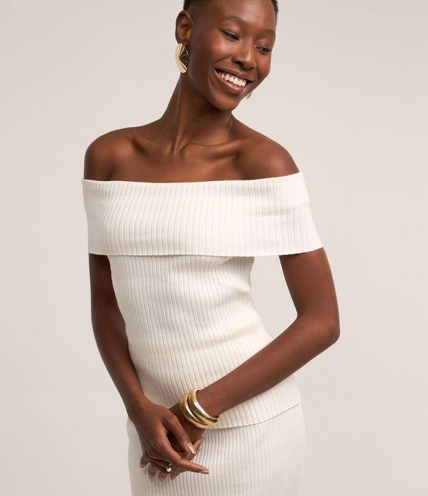 Blusa Ombro a Ombro em Tricô Canelado - 1