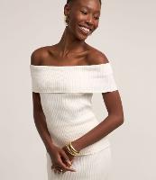 Blusa Ombro a Ombro em Tricô Canelado - 1