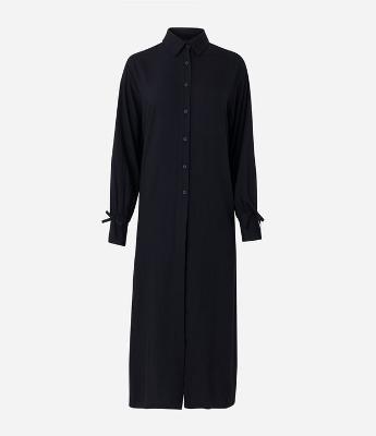 Camisa Longa Tricoline com Amarrações no Punho e Costas