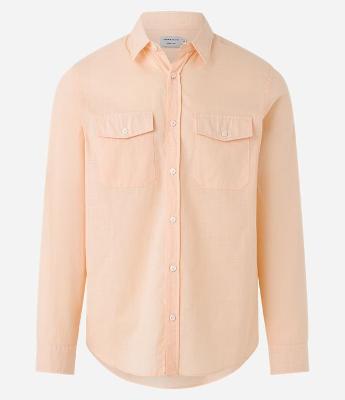 Camisa em Voal com Bolsos Lapela no Peito