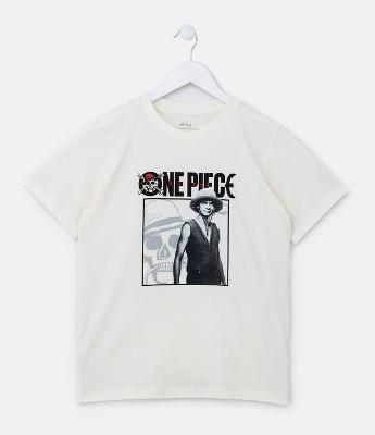 Camiseta Infantil com Estampa do One Piece Luffy - Tam 5 a 14 anos