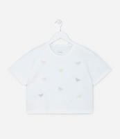 Blusa Cropped Comfort Infantil em Algodão com Bordado de Borboletas - Tam 5 a 14 anos - 1