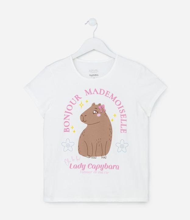 Camiseta Evasê Infantil em Algodão Estampa Capivara Lady - Tam 5 a 14 anos - 1