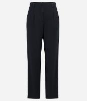 Calça Reta em Crepe com Listras Contrastante Lateral - 1