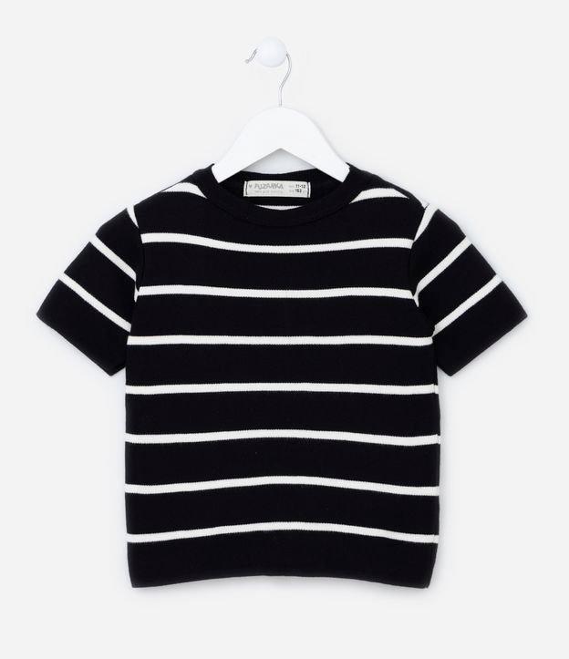 Blusa Infantil em Tricô com Listras - Tam 5 a 14 anos - 1