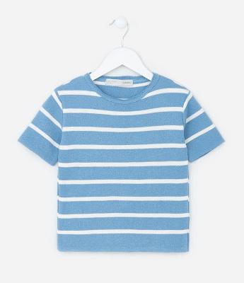Blusa Infantil em Tricô com Listras - Tam 5 a 14 anos