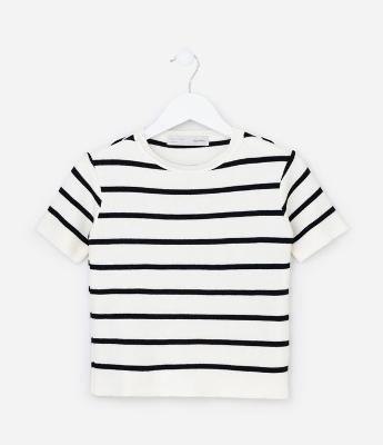 Blusa Infantil em Tricô com Listras - Tam 5 a 14 anos
