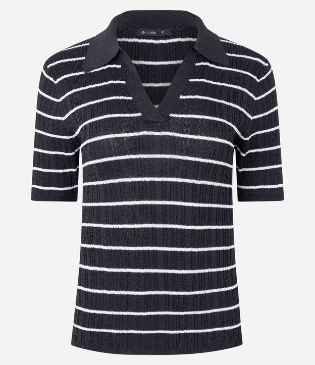 Blusa em Tricô com Estampa Listras e Detalhe em Fio Metalizado - 2