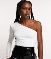 Blusa Cropped em Crepe com Um Ombro Só - 2