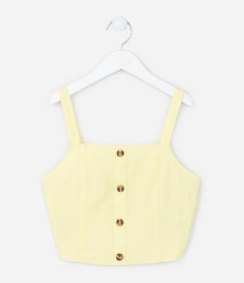 Blusa Cropped Infantil em Viscose com Lastex e Alças Finas - Tam 5 a 14 anos