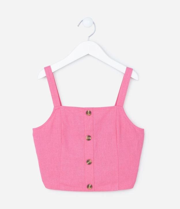 Blusa Cropped Infantil em Viscose com Lastex e Alças Finas - Tam 5 a 14 anos - 1