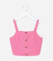 Blusa Cropped Infantil em Viscose com Lastex e Alças Finas - Tam 5 a 14 anos - 1