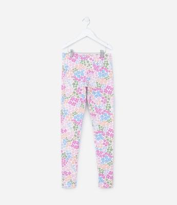 Calça Legging Infantil em Algodão Estampa Floral - Tam 5 a 14 anos
