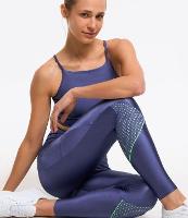 Calça Leggingg Esportiva em Microfibra com Bolsos e Contrastes - 1