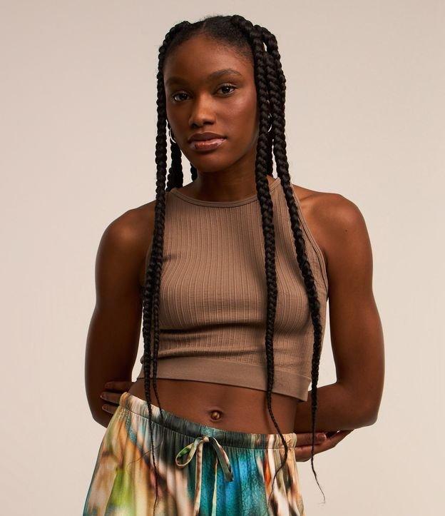 Blusa sem Manga Seamless com Textura e Barra Larga - 2