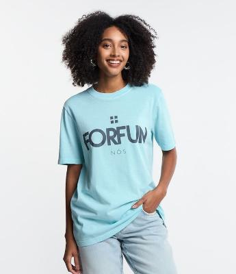 Camiseta Alongada em Algodão com Estampa Forfun