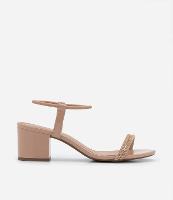 Sandália com Salto Bloco e Tiras de Strass - 1