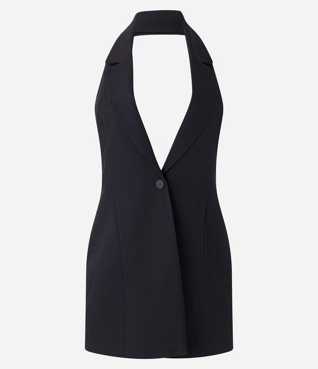 Colete Alongado em Crepe Frente Única com Botão - 1