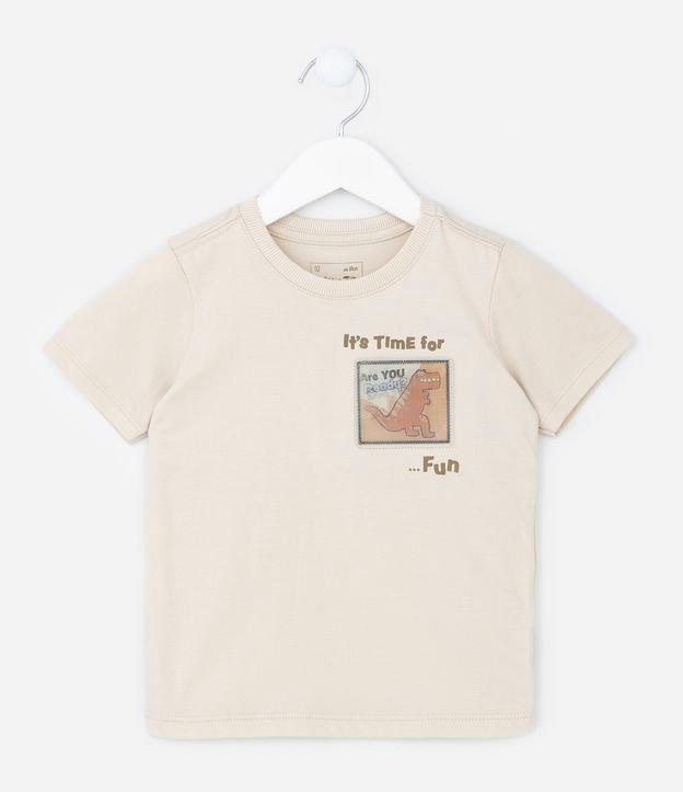 Camiseta Infantil com Estampa Aplicada de Dino - Tam 1 a 5 anos - 1