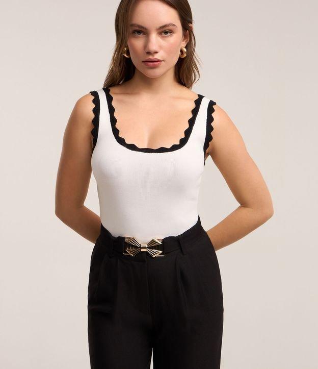 Blusa Regata em Viscose com Detalhe de Ondinhas - 1