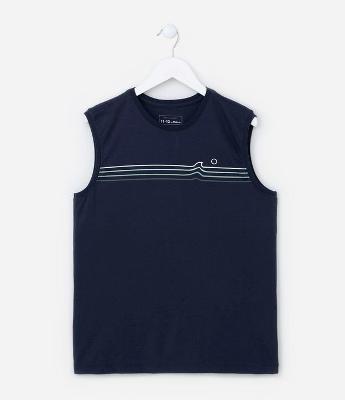 Regata Infantil com Estampa de Listras Triplas - Tam 5 a 14 anos