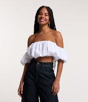 Blusa Ombro a Ombro em Tricoline Balonê - 1