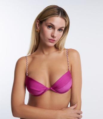 Biquíni Top Meia Taça em Microfibra com Alça Trançada